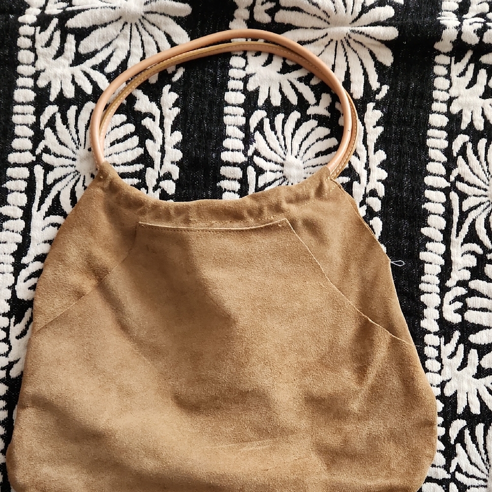 GAP Suede Shoulder Bag in Tan with Leather Handles